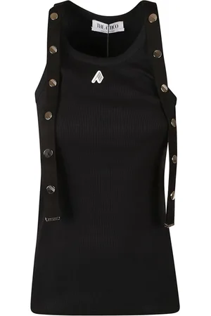 The Attico Tops, Dames, Zwart, M, Katoen, Zwart Tanktop Gebreid