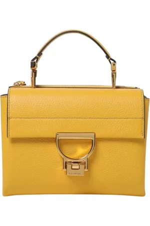 Coccinelle Tassen, Dames, Geel, ONE Size, Leer, Roze Leren Top Handle Handtas