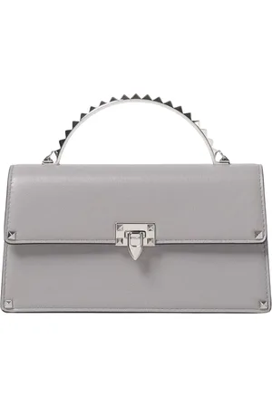 VALENTINO GARAVANI Tassen, Dames, Grijs, ONE Size, Leer, Grijze Rockstud Mini Schoudertas