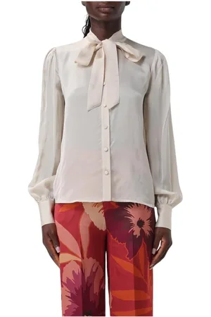 Twin-Set Blouses & Shirts, Dames, , S, Champagne Zijden Blouse met Strik