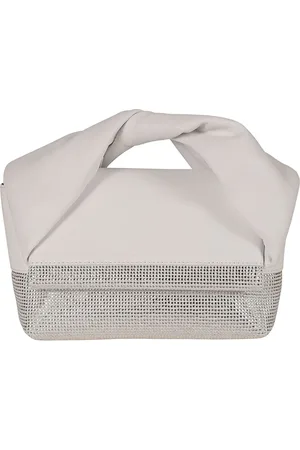 J.W.Anderson Tassen, Dames, Wit, ONE Size, Leer, Kristal Wit Leren Twister Tas Accessoires