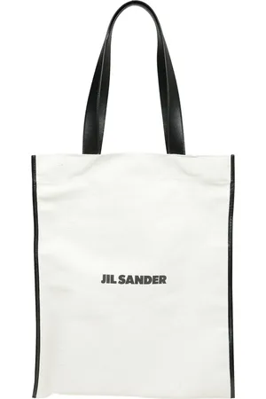 Jil Sander Tassen, Heren, Wit, ONE Size, Katoen, Beige en zwarte katoenen shopper tas