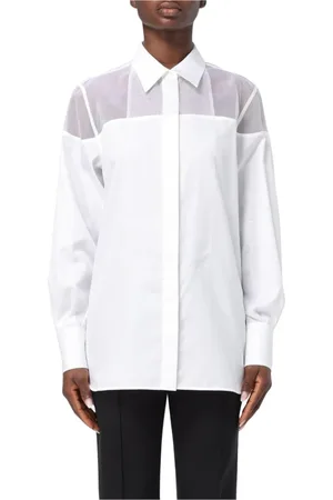 Helmut Lang Blouses & Shirts, Dames, Wit, M, Katoen, Doorschijnende Yoke Shirt, Veelzijdig en Stijlvol