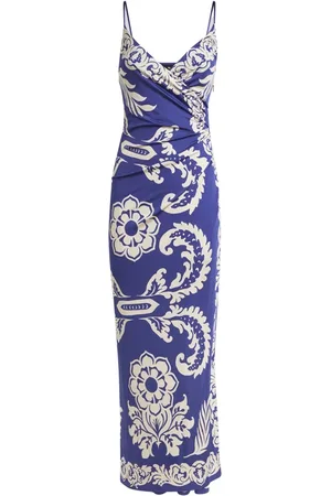 Etro Kleedjes, Dames, Blauw, S, Blauwe Bloemen Paisley Jurk