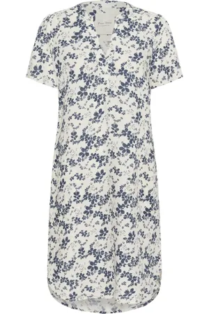 Part Two Kleedjes, Dames, Blauw, XS, Contrast Bloemenprint Jurk