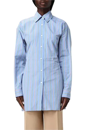 Etro Blouses & Shirts, Dames, Blauw, S, Katoen, Blauw Gestreept Overhemd