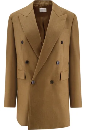 Saint Laurent Mantels, Dames, Bruin, S, Wol, Bruine Dubbelborstige Wollen Blazer