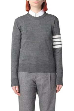 Thom Browne Truien, Dames, Grijs, S, Wol, Grijze Wol Crew Neck Sweater