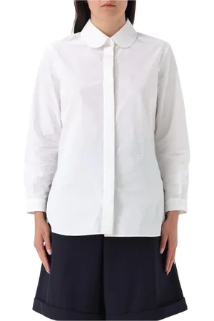 Patou Blouses & Shirts, Dames, Wit, M, Elegante Witte Blouse met Moderne Twist