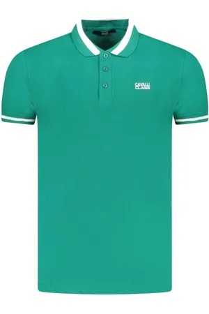 Roberto Cavalli Tops, Heren, Groen, L, Katoen, Groen Katoenen Polo Shirt Klassieke Kraag