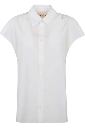 Marni Blouses & Shirts, Dames, Wit, M, Katoen, Witte Mouwloze Blouse met Voorknoopsluiting