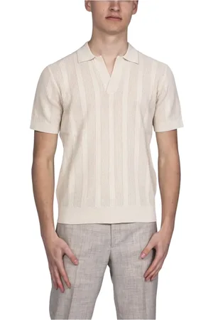 Paolo Pecora Tops, Heren, Wit, XL, Crème Wit Heren Polo Shirt