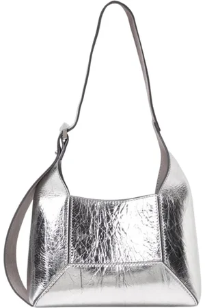 Jimmy Choo Tassen, Dames, Grijs, ONE Size, Metallic Leren Diamant Hobos