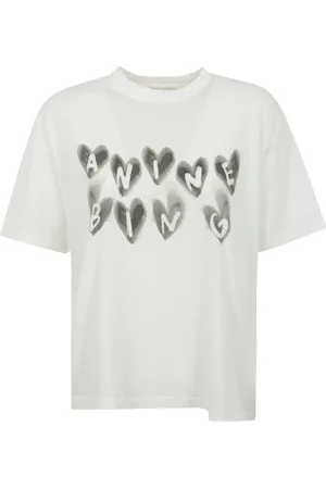 ANINE BING Tops, Dames, , M, Katoen, Hartprint Katoenen T-shirt