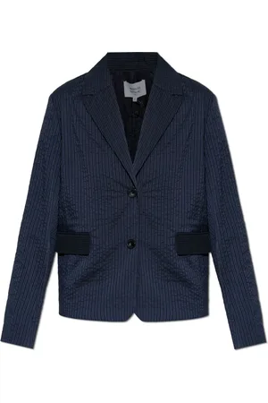 Maison Kitsuné Jassen, Dames, Blauw, L, Katoen, Blazer met krijtstreep patroon