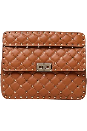 VALENTINO GARAVANI Tassen, Dames, Bruin, ONE Size, Leer, Gewatteerde leren schoudertas