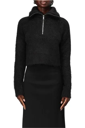Sportmax Truien, Dames, Zwart, S, Zwarte hoge hals trui