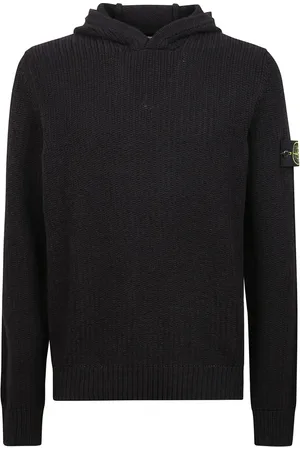 Stone Island Truien, Heren, Zwart, L, Katoen, Hoodie met Afneembaar Logo