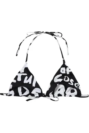 Dsquared2 Badkleding, Dames, Zwart, L, Logo Print Driehoek Bikini Badpak