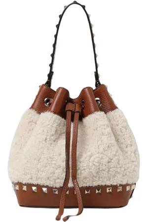 VALENTINO GARAVANI Tassen, Dames, , ONE Size, Shearling Bucket Tas met Rockstud Detail
