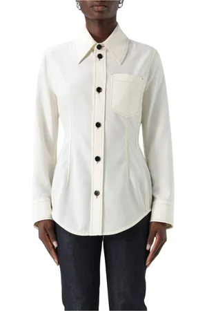 Bottega Veneta Blouses & Shirts, Dames, Wit, L, Witte Op Maat Gemaakte Button-Down Shirt
