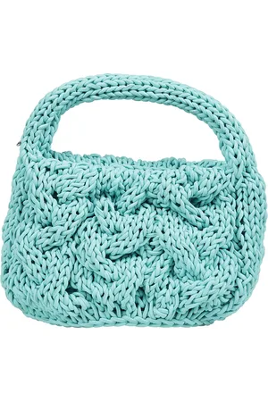 J.W.Anderson Tassen, Dames, Blauw, ONE Size, Leer, Handgemaakte leren gevlochten handtas