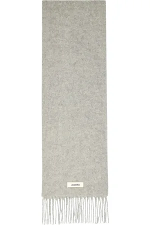 Jacquemus Accessoires, unisex, Grijs, ONE Size, Wol, Grijze sjaal met franjes