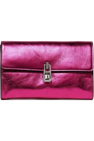 Coccinelle Tassen, Dames, Rood, ONE Size, Metallic Leren Clutch Wijnkleur