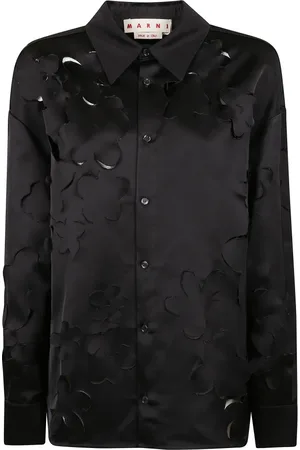 Marni Blouses & Shirts, Dames, Zwart, S, Lange mouwen shirt met cut-out details
