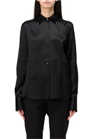 Brunello Cucinelli Blouses & Shirts, Dames, Zwart, L, Elegante Zwarte Zijden Blouse