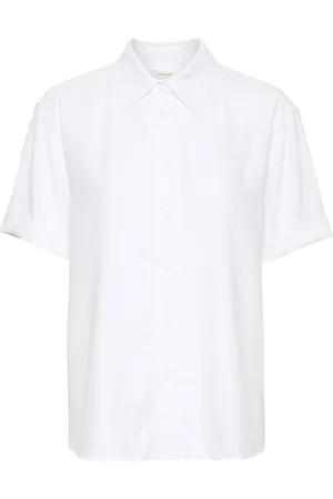 INWEAR Blouses & Shirts, Dames, Wit, L, Linnen, Witte Shirt met Korte Mouwen