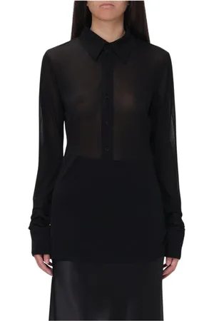 Saint Laurent Tops, Dames, Zwart, M, Elegante Blouse met Kraag