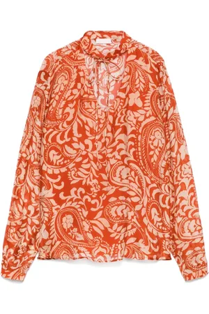 Liu Jo Blouses & Shirts, Dames, Rood, L, Bloemen Bruine Shirt voor Vrouwen