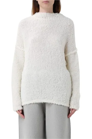 RUS Truien, Dames, Wit, M, Wol, Chunky Gebreide Trui Wit Vrouwen