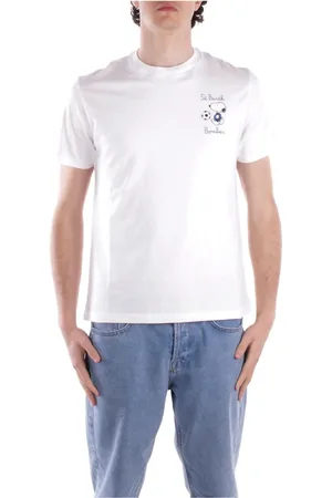 MC2 SAINT BARTH Tops, Heren, Wit, S, Katoen, Logo Front T-shirts en Polo