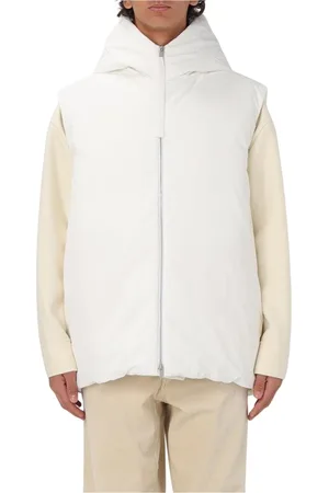 Jil Sander Jassen, Heren, Wit, S, Leer, Wit pakvest met capuchon