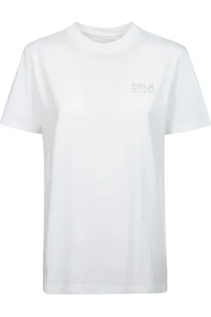 Golden Goose Tops, Dames, Wit, M, Katoen, Glitter Star Logo T-shirt