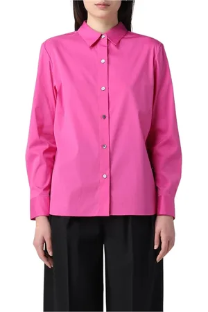 THEORY Blouses & Shirts, Dames, Roze, M, Katoen, Levendige Poplin Overhemd voor Vrouwen