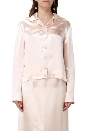Serafini Blouses & Shirts, Dames, Roze, S, Gele Zijden Blouse Met Ruime Pasvorm