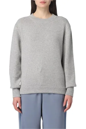 Fendi Truien, Dames, Grijs, M, Wol, Luxe Cashmere Pullover Sweater