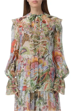 Etro Blouses & Shirts, Dames, Veelkleurig, S, Elegante Bloemenblouse met Gerimpelde Mouwen