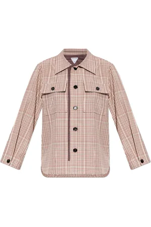 Bottega Veneta Blouses & Shirts, Dames, Rood, 2Xs, Polyester, Geruite Overhemd