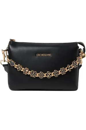 Moschino Tassen, Dames, Zwart, ONE Size, Leer, Zwarte Chain Strap Clutch Tas