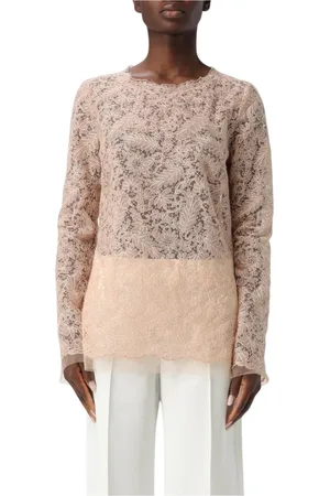 ERMANNO SCERVINO Truien, Dames, , L, Leer, Elegante Kant Top