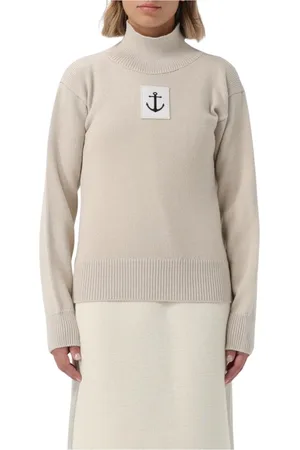 Jil Sander Truien, Dames, , S, Katoen, Geborduurde Gebreide Trui Natuurlijke Stijl