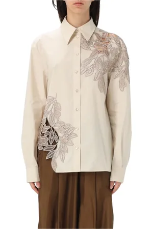 Alberta Ferretti Blouses & Shirts, Dames, , L, Geplooid Elegant Roomwit Shirt
