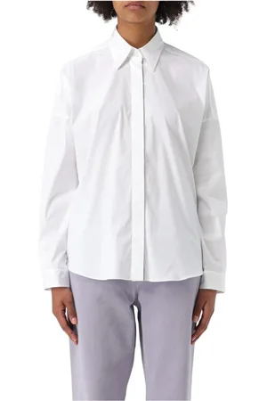 Brunello Cucinelli Blouses & Shirts, Dames, Wit, S, Katoen, Elegante Blauwe Poplin Overhemd