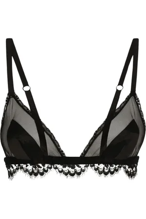 Dolce & Gabbana Ondergoed, Dames, Zwart, M, Satijn, Elegante Kant Triangel BH