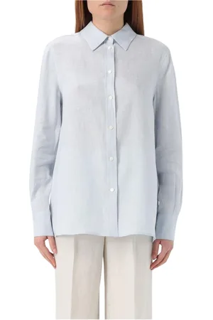 LARDINI Blouses & Shirts, Dames, Blauw, M, Blauwe Button-Up Shirt, Verfijnd Ontwerp