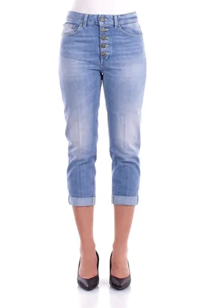 Dondup Jeans, Dames, Blauw, W27, Katoen, Blauwe Jeans met Logo en Zakken